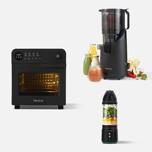 مجموعة المطبخ الأساسية – فرن Super Oven f66 وخلاط محمول f500 وعصّارة الفواكه الكاملة ذاتية التغذية f2500
