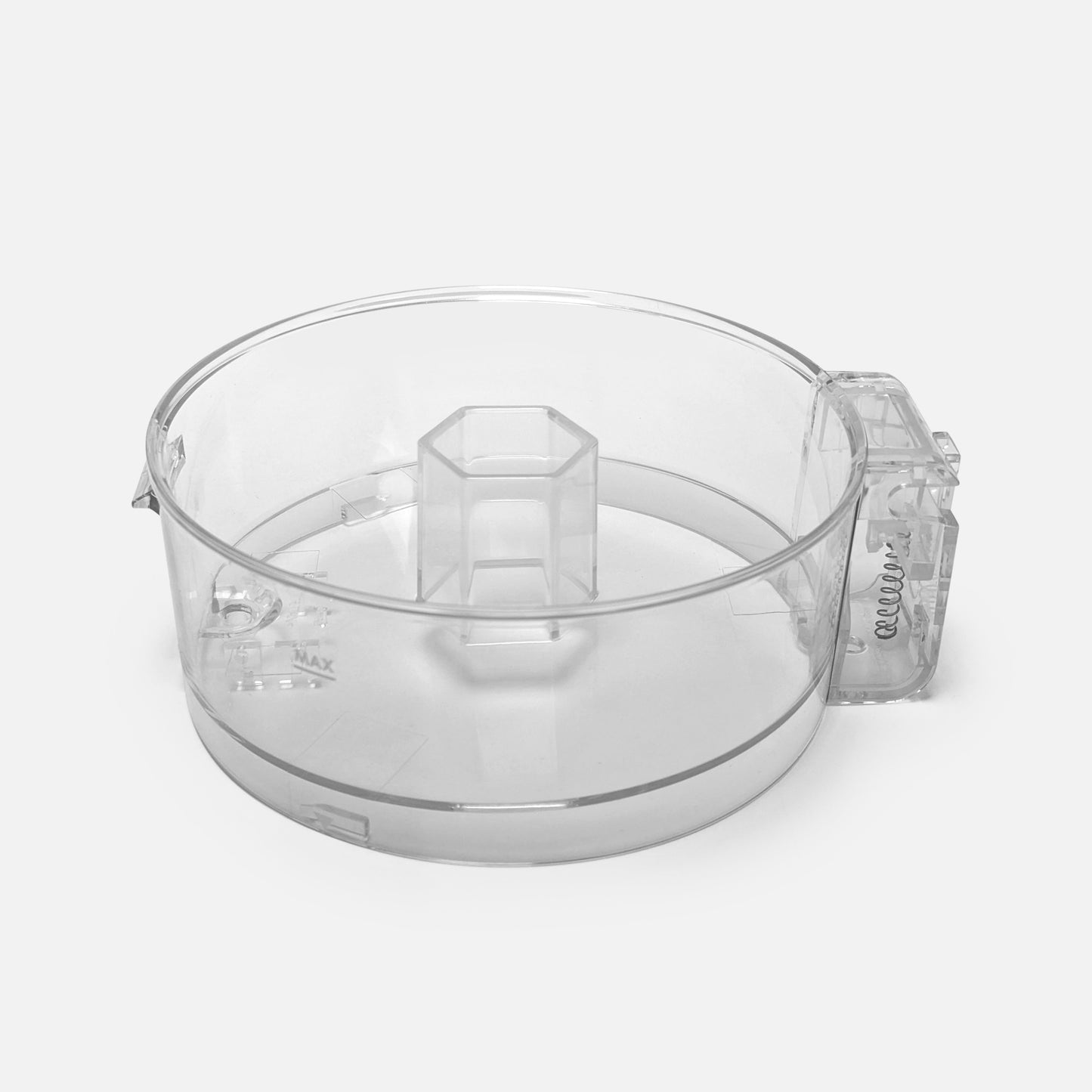 The Fridja f900 Bowl is a clear, round Tritan plastic food processor bowl with a handle and central column, compatible with the f900 Bowl series and shown on a plain white background.
